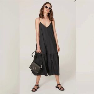 Anine Bing Faded Black Averie V-Neck Flowy Midi Dress